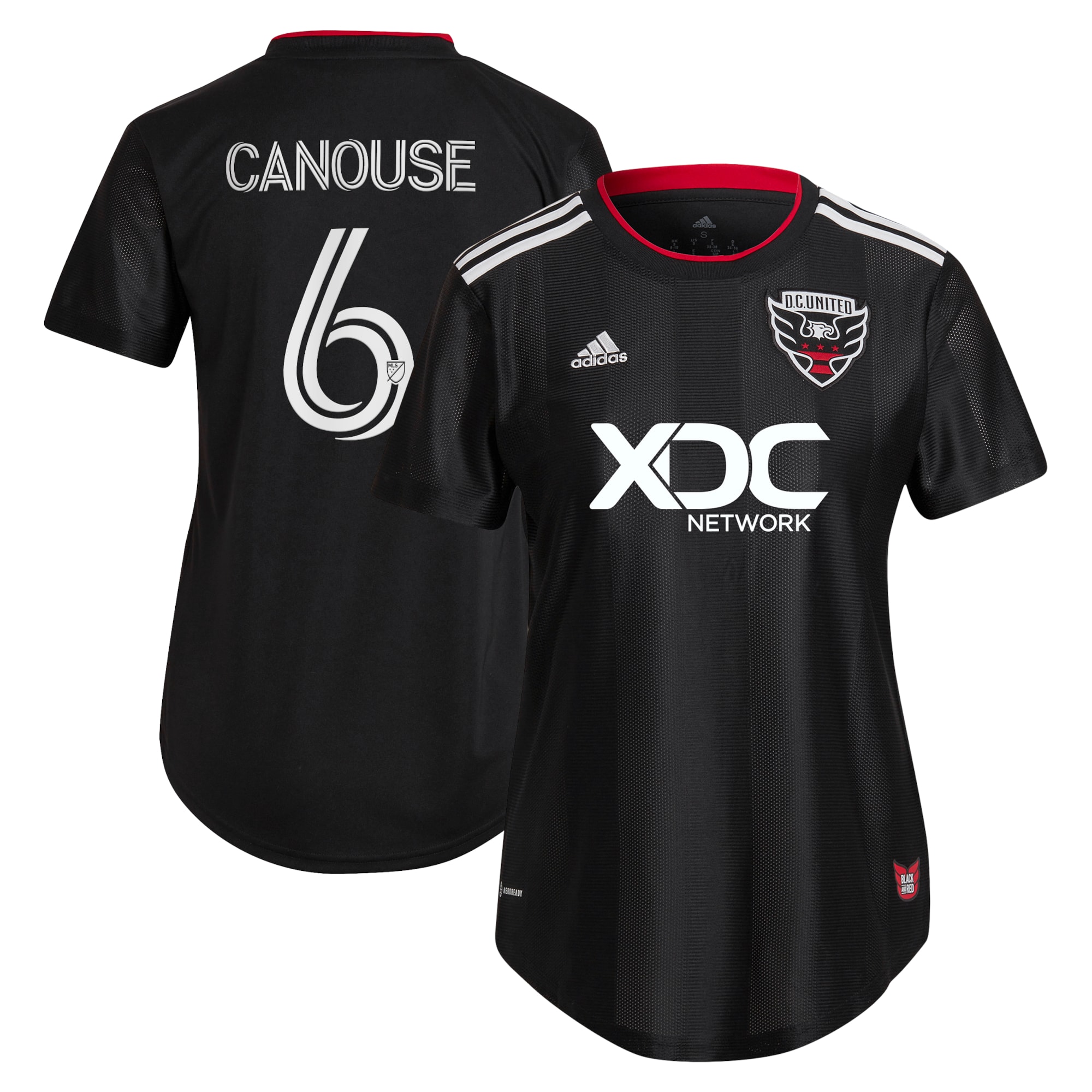 Russell Canouse D.C. United Women's 2022 Black and Red Kit Replica Player Jersey – Black