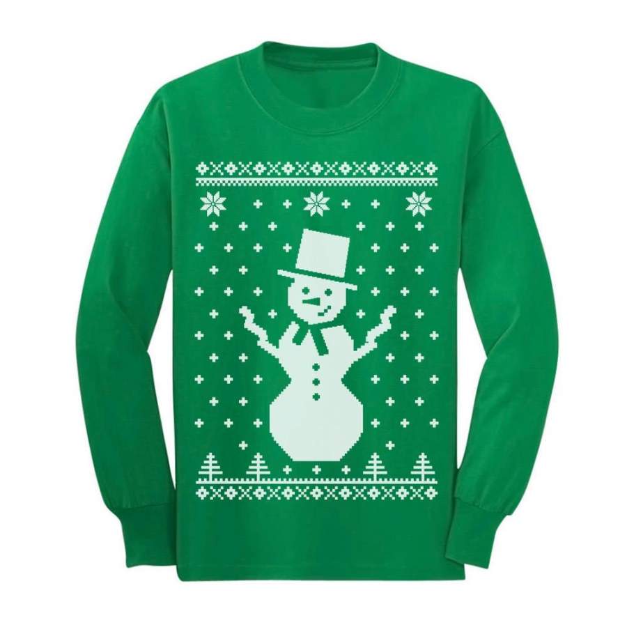 Big Snowman Ugly Christmas Sweater Holidays Cute Youth Kids Long Sleeve T-Shirt