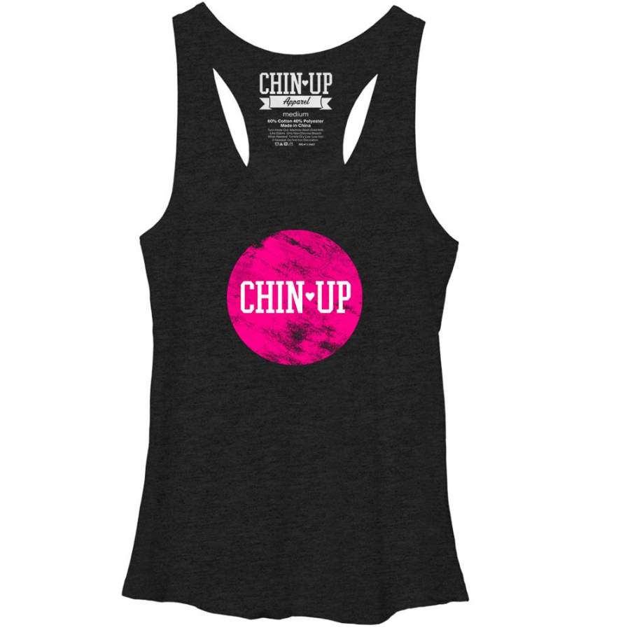 CHIN UP Women’s Logo Circle  Racerback Tank Black Heather