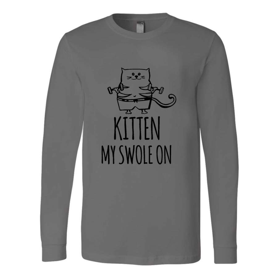 Kitten My Swole On Funny Cat Long Sleeve T-Shirt