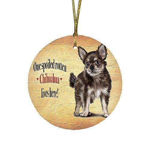 Chihuahua Puppy Spoiled Rotten Dog Round Christmas Ornament