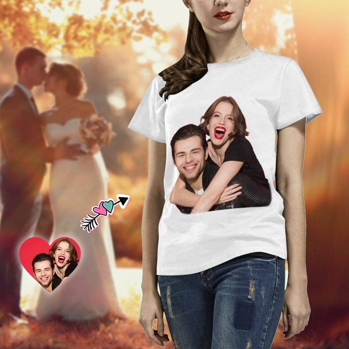 Custom Photo Happy Couple Women’S T-Shirt