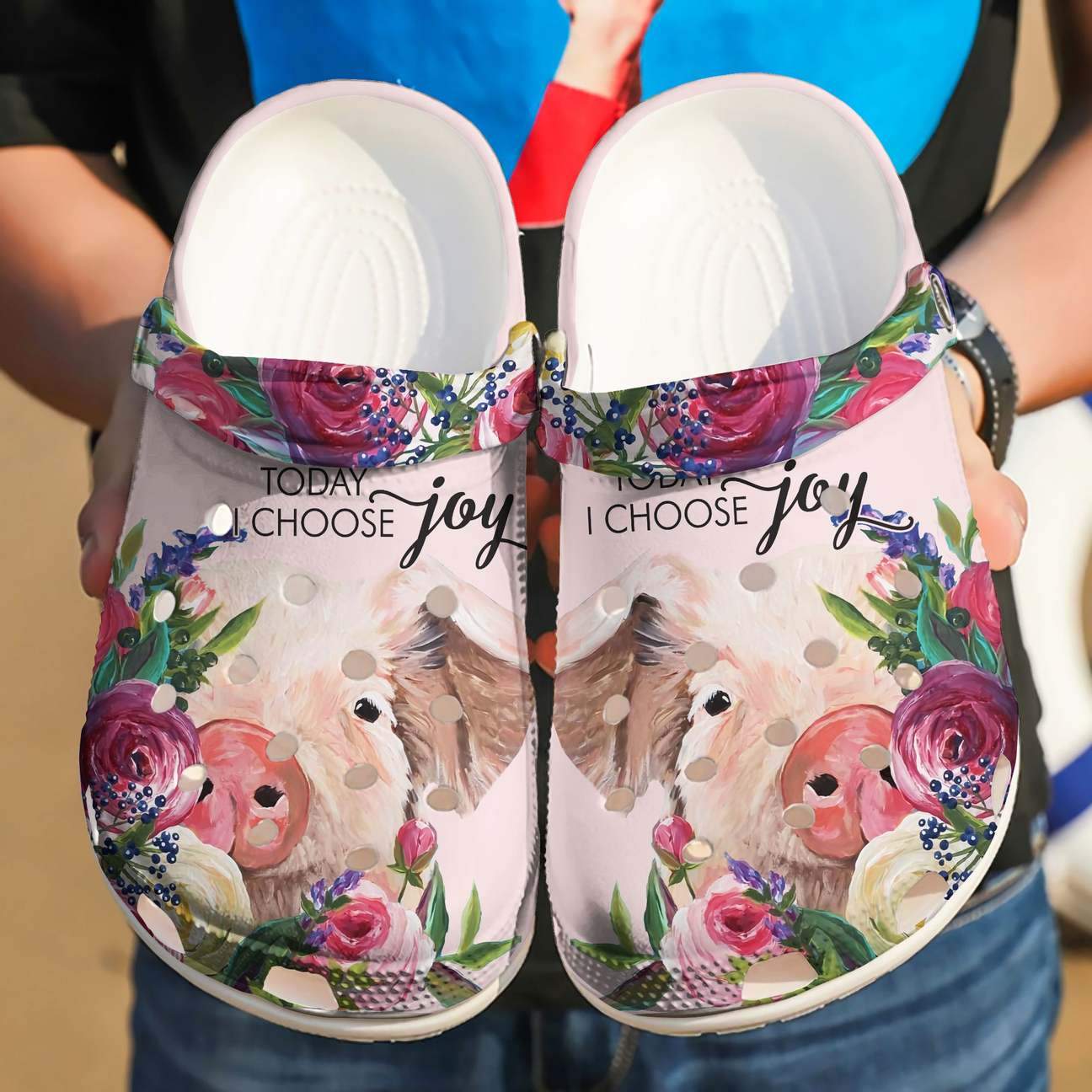 Pig Personalized Clog, Custom Name, Text, Color, Number Fashion Style For Women, Men, Kid, Print 3D Today I Choose Joy