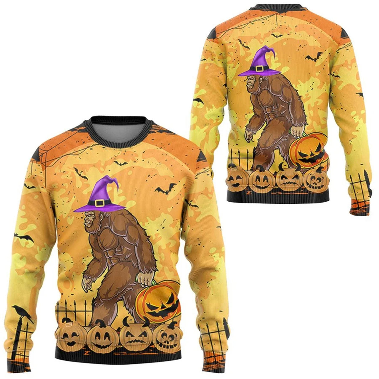 Witch Big-Foot In Halloween Crewneck Sweatshirt All Over Print Sweatshirt For Women Sweatshirt For Men