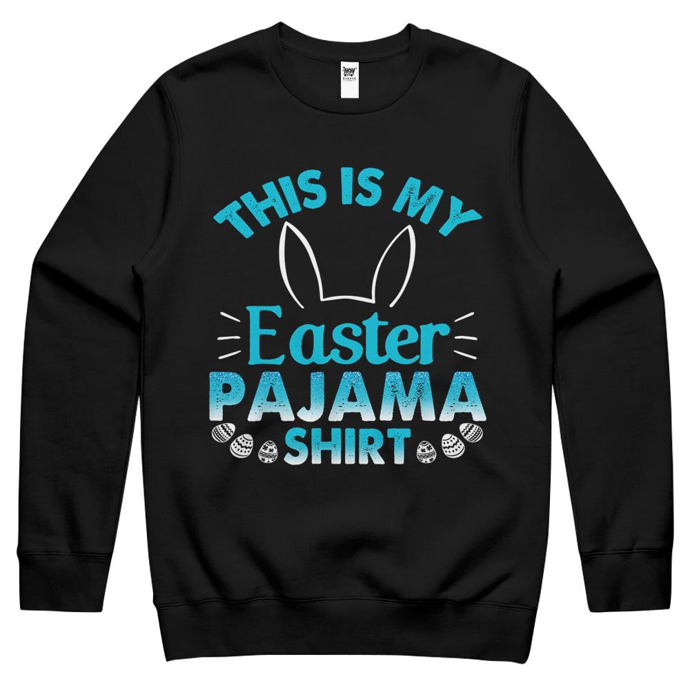 Lovely Bunny Rabbit Face This Is My Easter Pajama Shirt Crewneck Sweatshirt