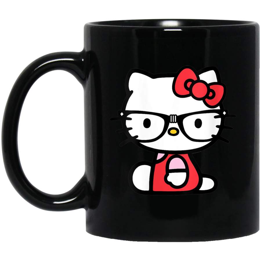 Womens Hello Kitty Nerd Glasses Black Mugs