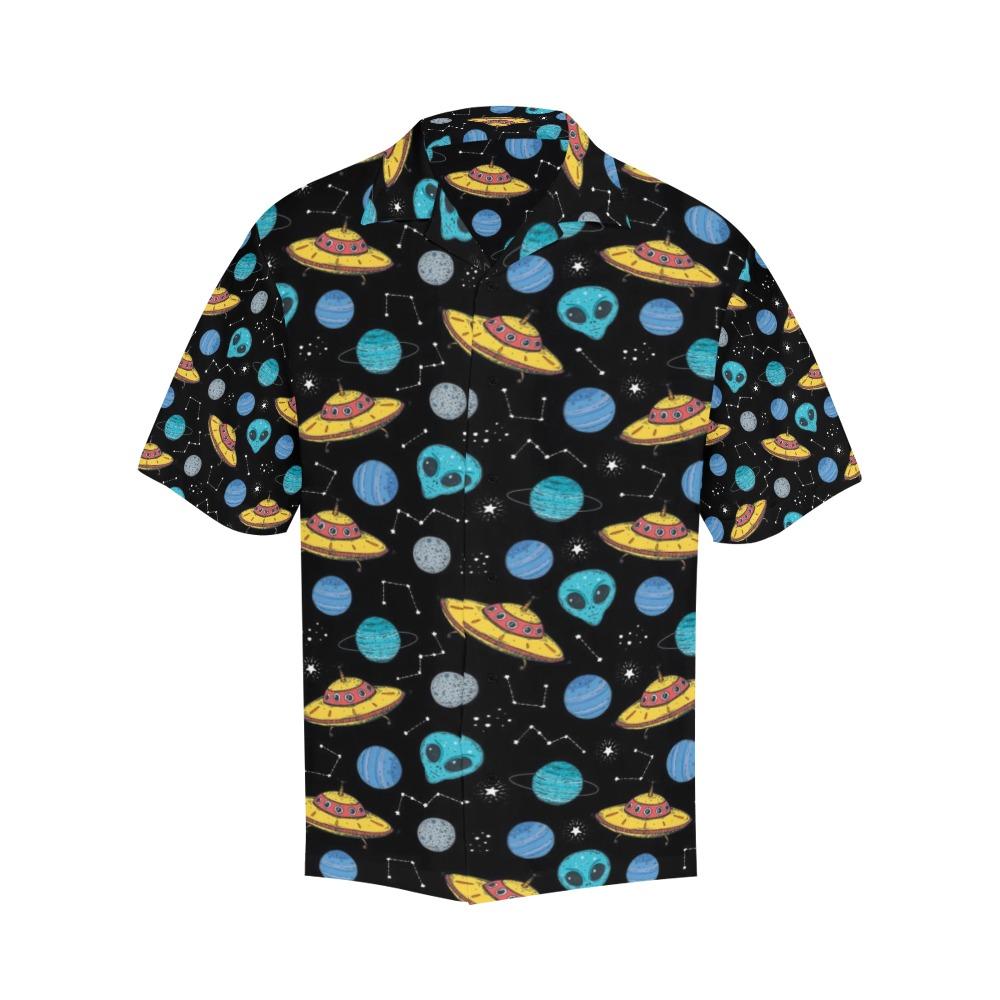 Ufo Alien Hawaiian Shirt Yellow Blue Planet Pattern Aloha Ha103237