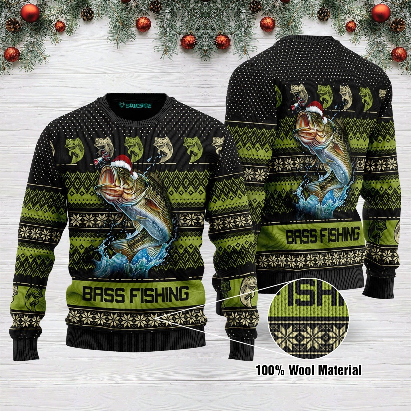 Bass Fishing For Ugly Christmas Sweater | Unisex | Adult | Us3030