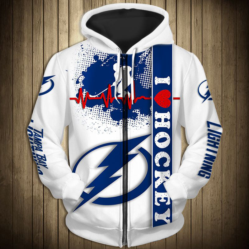 Tampa Bay Lightning Zip Up Hoodie Heart Beats