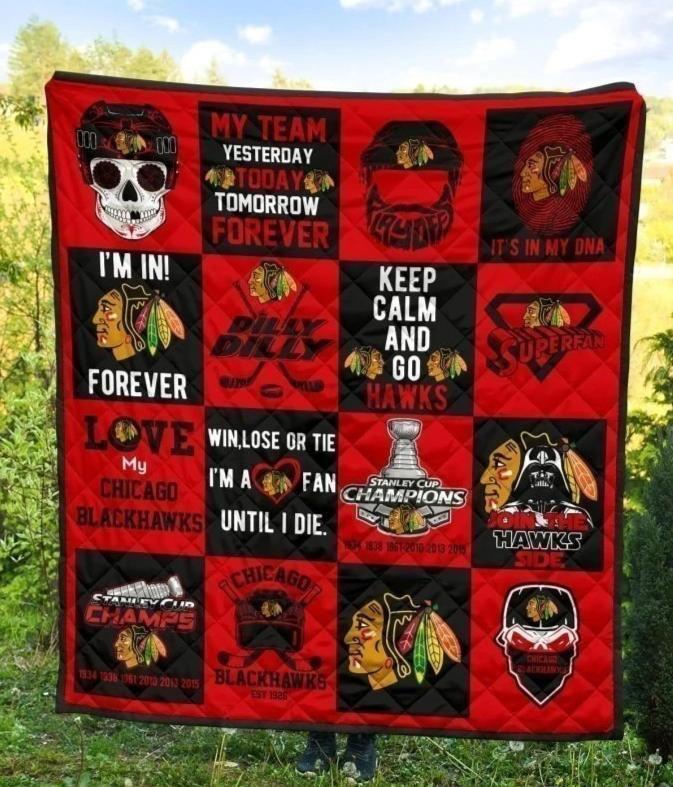 My Team Chicago Blackhawks Quilt Blanket Hockey Fan Gift Idea