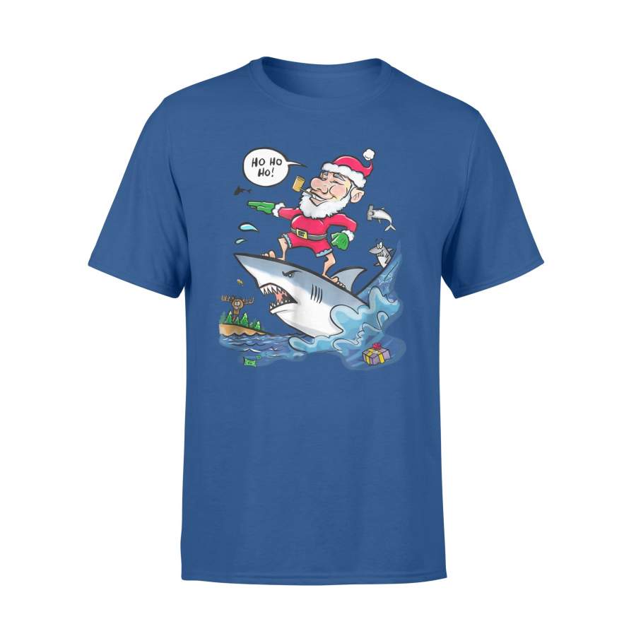 Christmas Santa Surfing On A Shark Gift T-Shirt