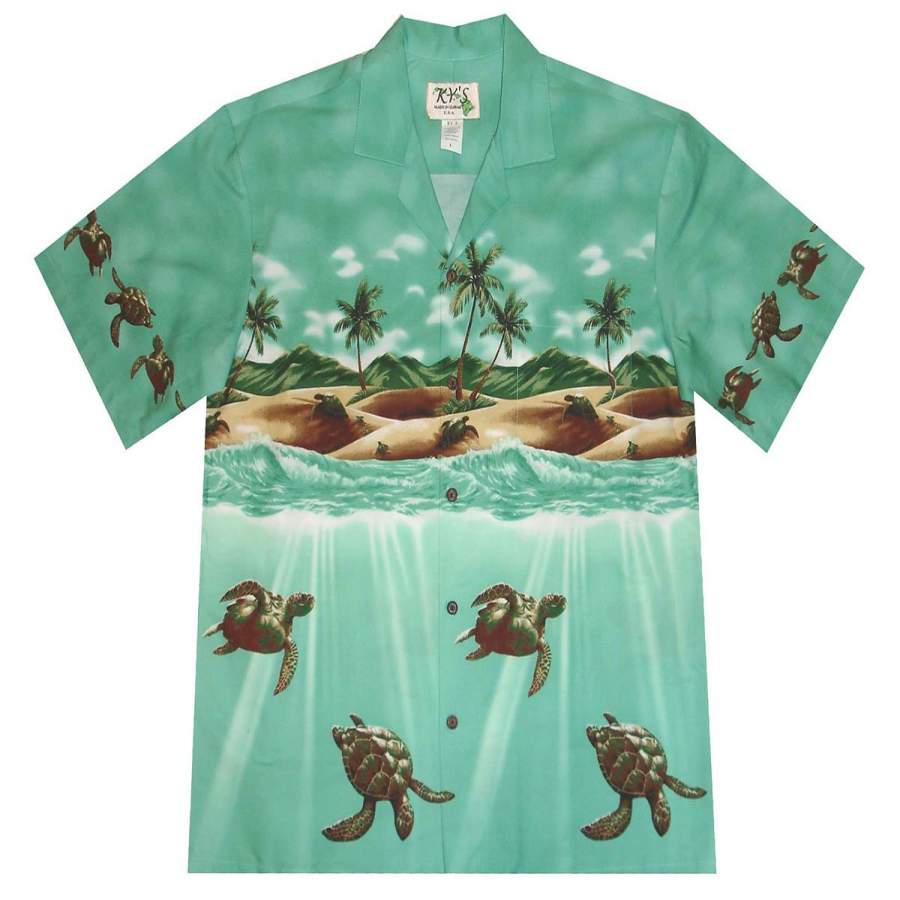 Totally Turtle Green Hawaiian Shirt