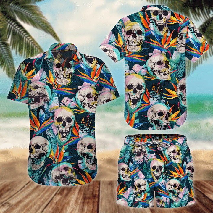 Tropical Forest Skull Hawaiian Shirt And Shorts