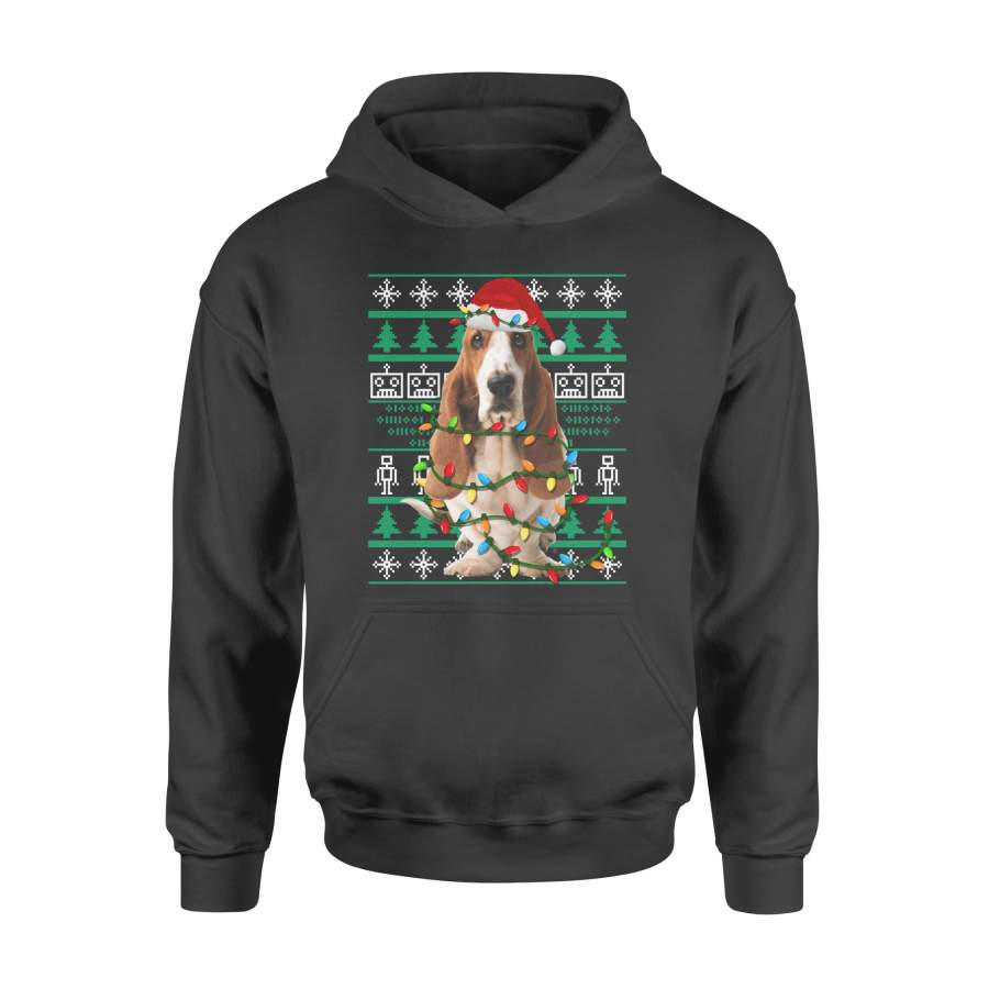 Basset Hound Ugly Christmas  Funny Holiday – Standard Hoodie