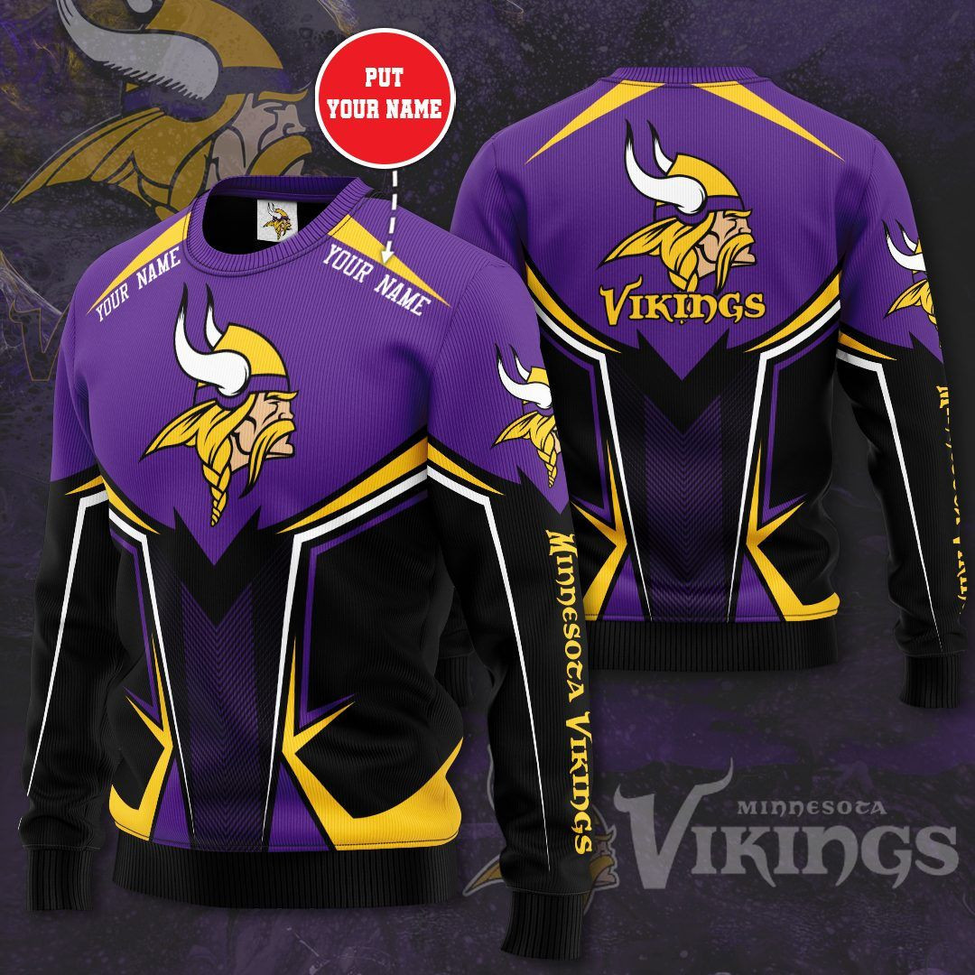 Personalized Minnesota Vikings Professional Football Team All Over Print 3D Sweatshirt-Purple-Tph