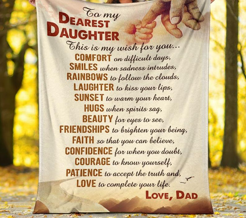 To My Dearest Daughter This Is My Wish For You Blanket Gift For Daughter From Dad Birthday Gift Home Decor Bedding Couch Sofa Soft And Comfy Cozy