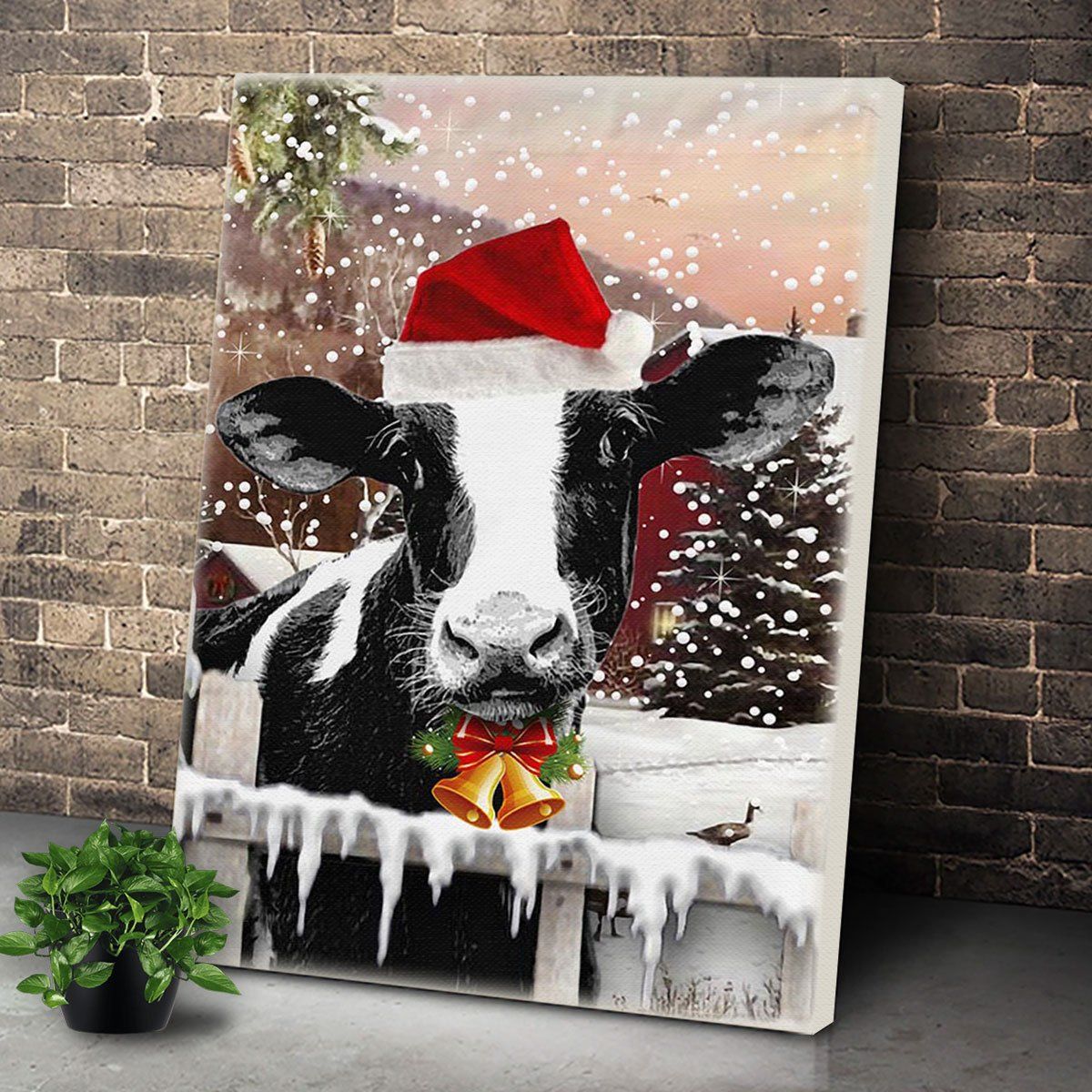 Personalized Cow Christmas Wall Art For Christmas Gift – Canvas Prints Poster Wall Art