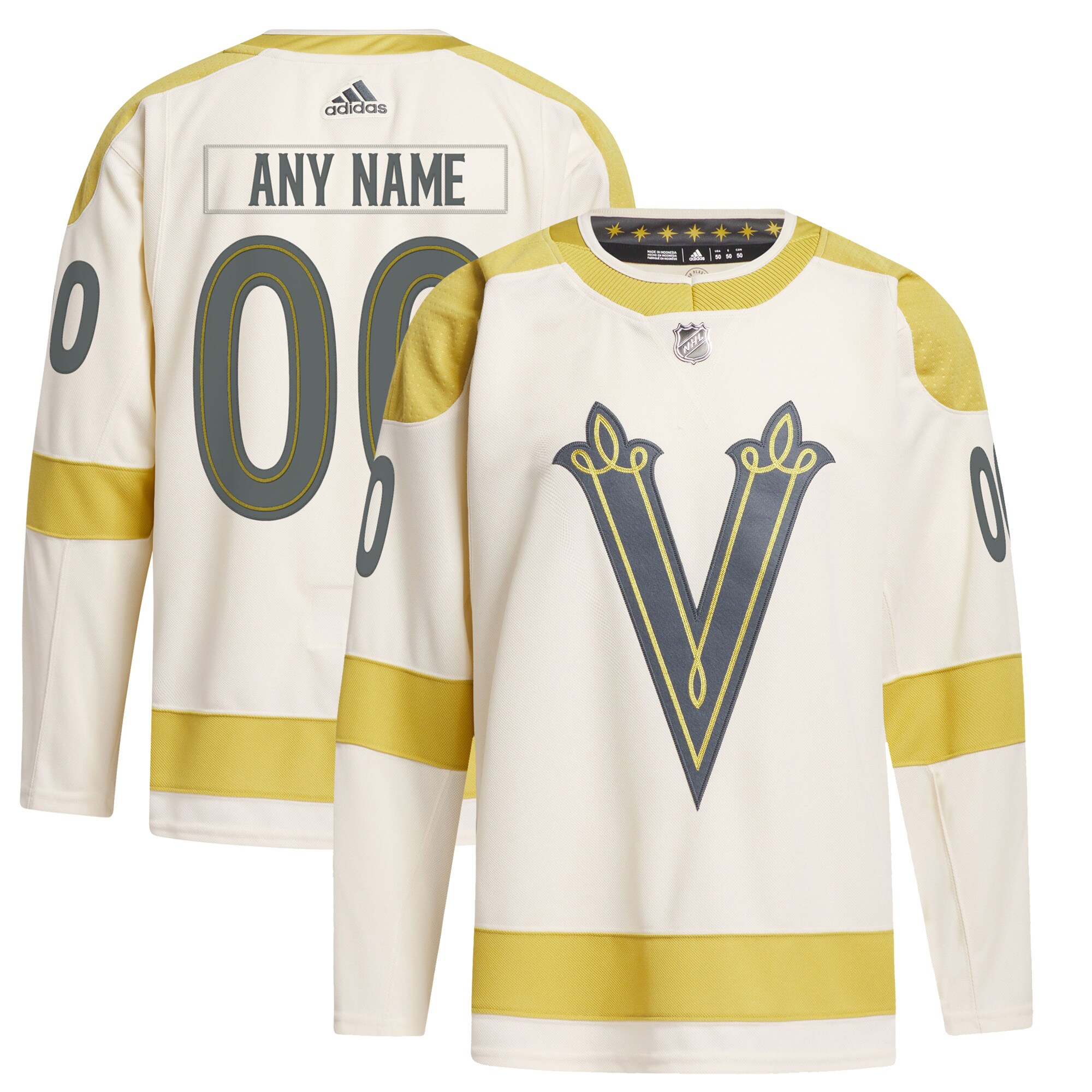 Men's Vegas Golden Knights adidas Cream 2024 NHL Winter Classic Primegreen Authentic Custom Jersey