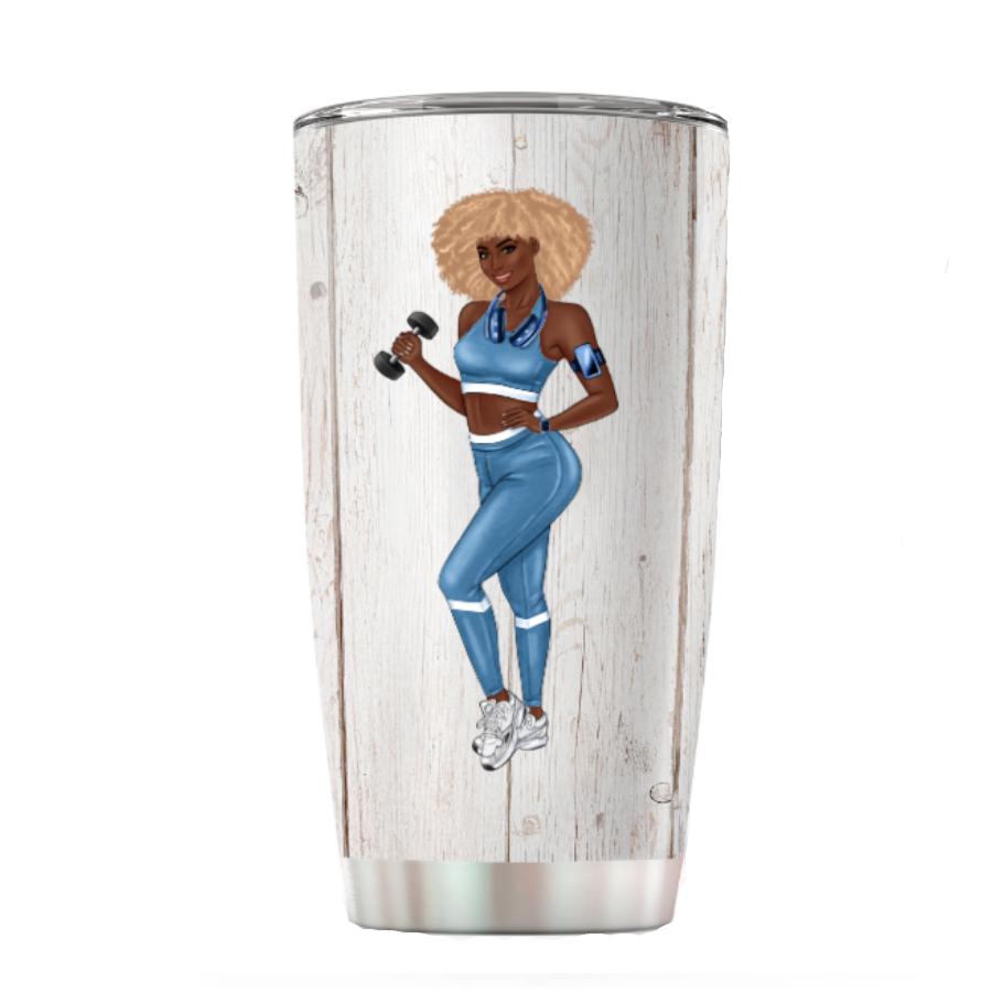 Personalized Finess Girl Just A Black Girl With Goals Stainless Steel Skinny Tumbler Bulk, Double Wall Vacuum Slim Water Tumbler Cup With Lid, Reusable Metal Travel Coffee Mug