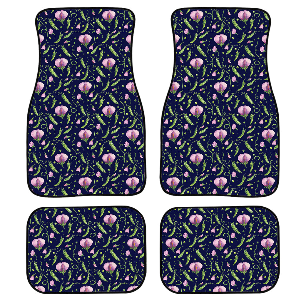 Sweet Pea Floral Pattern Print Front And Back Car Floor Mats, Front Car Mat