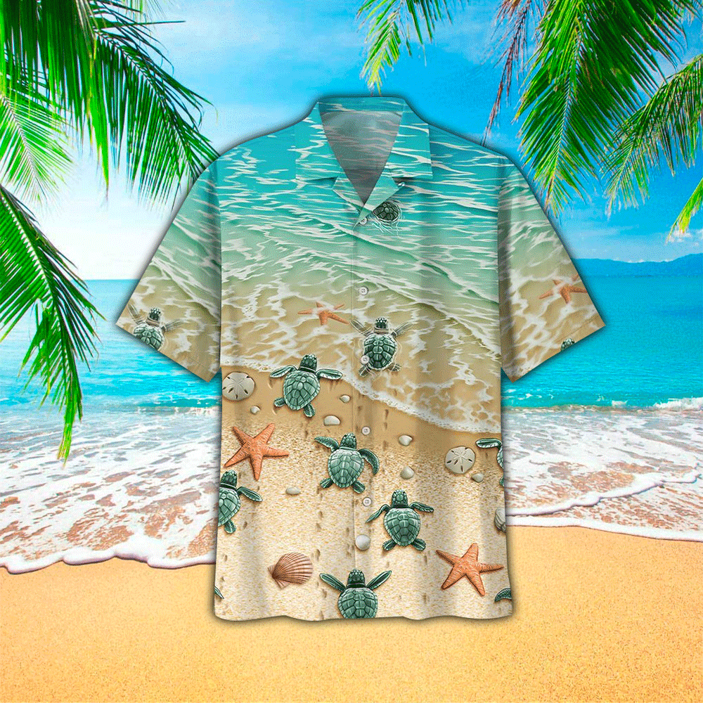 Demo Turtle Beach Print Polyester Hawaii Shirt Aloha Ha12548