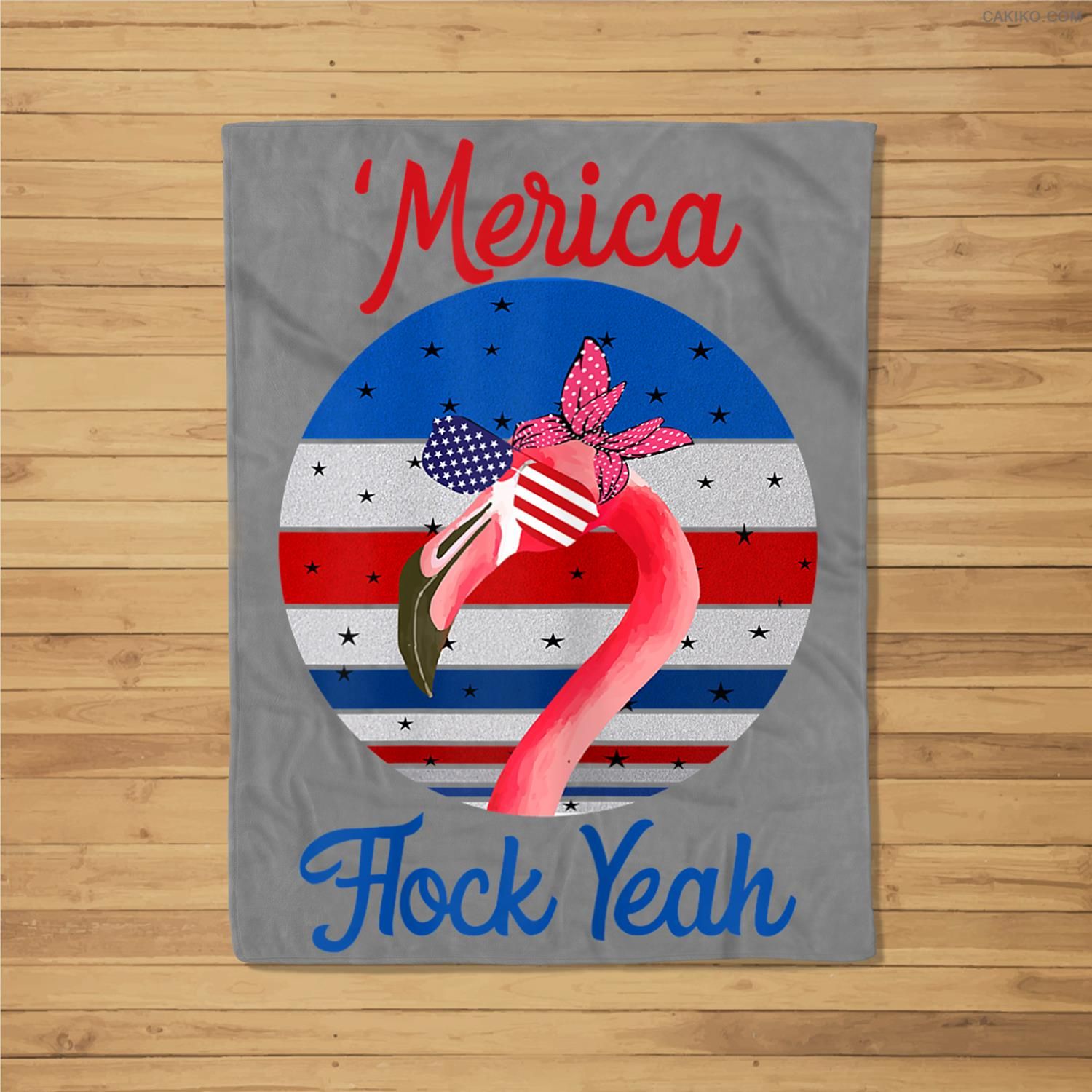Womens ‘Merica Flock Yeah 4Th July Funny Patriotic Flamingo Fleece Blanket