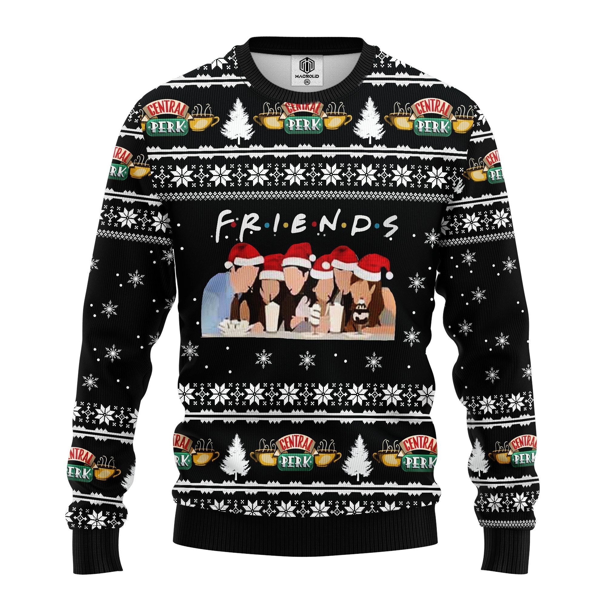 Unifinz Friends Christmas Sweater Friends Characters Central Perk Black Ugly Sweater 2022