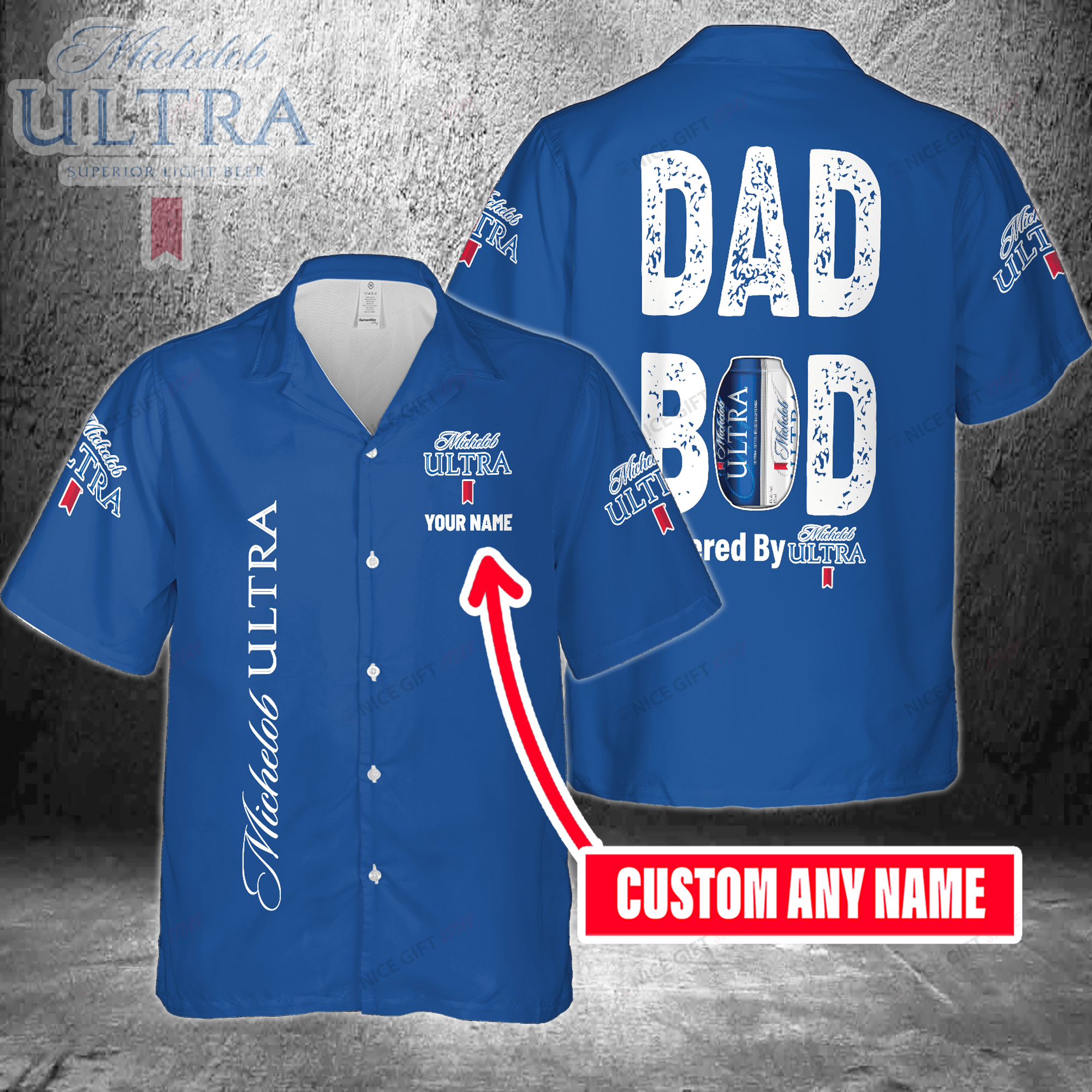 Dad Bod Powered By Michelob Ultra Custom Name Hawaiian Shirt 3Hs-A9H5