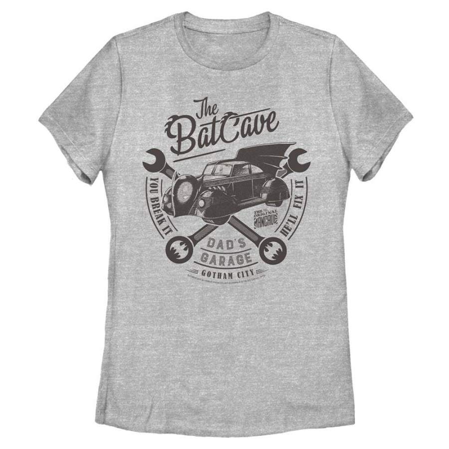 Bat Cave Mechanic Services – DC Comics: Batman Heather Grey T-Shirt, Women’s