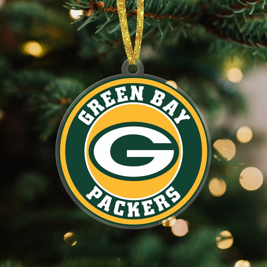 Green Bay Packers Logo Football Ornament