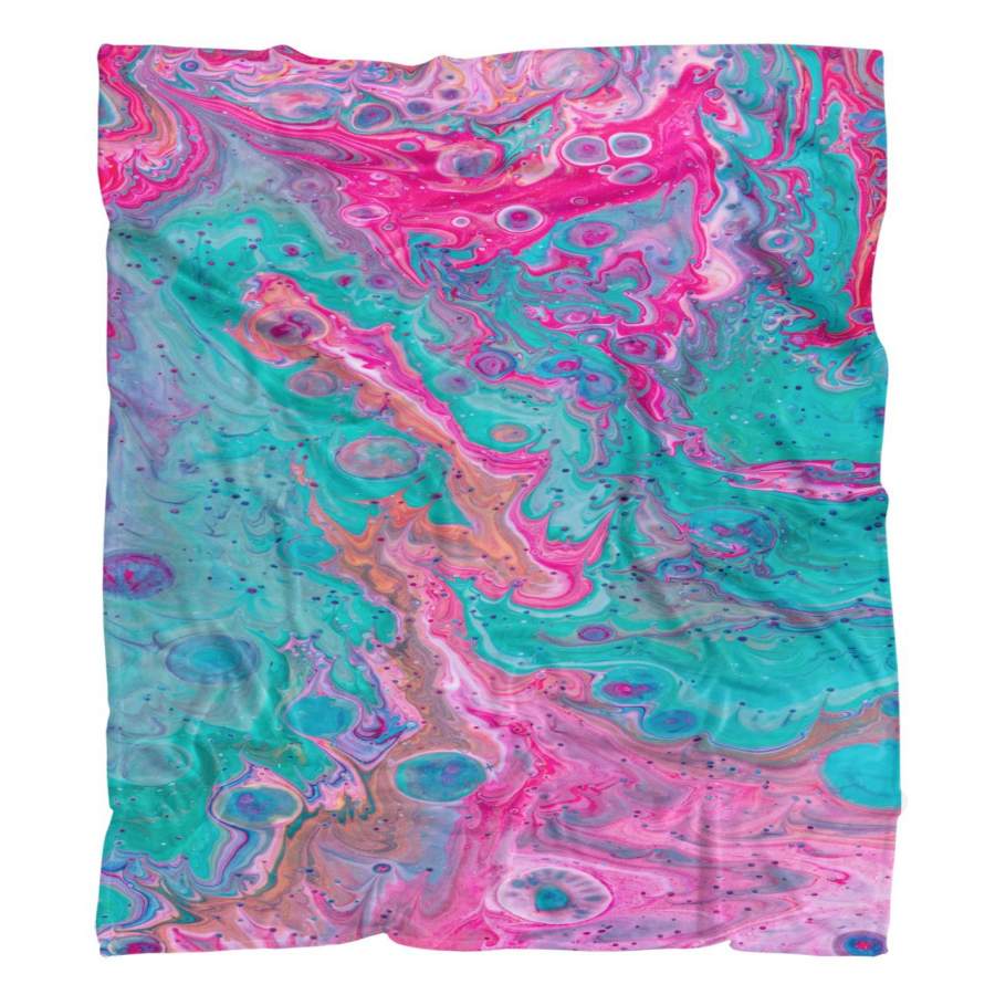 Cotton Candy Paint Swirls Fluffy Microfleece Throw Blanket