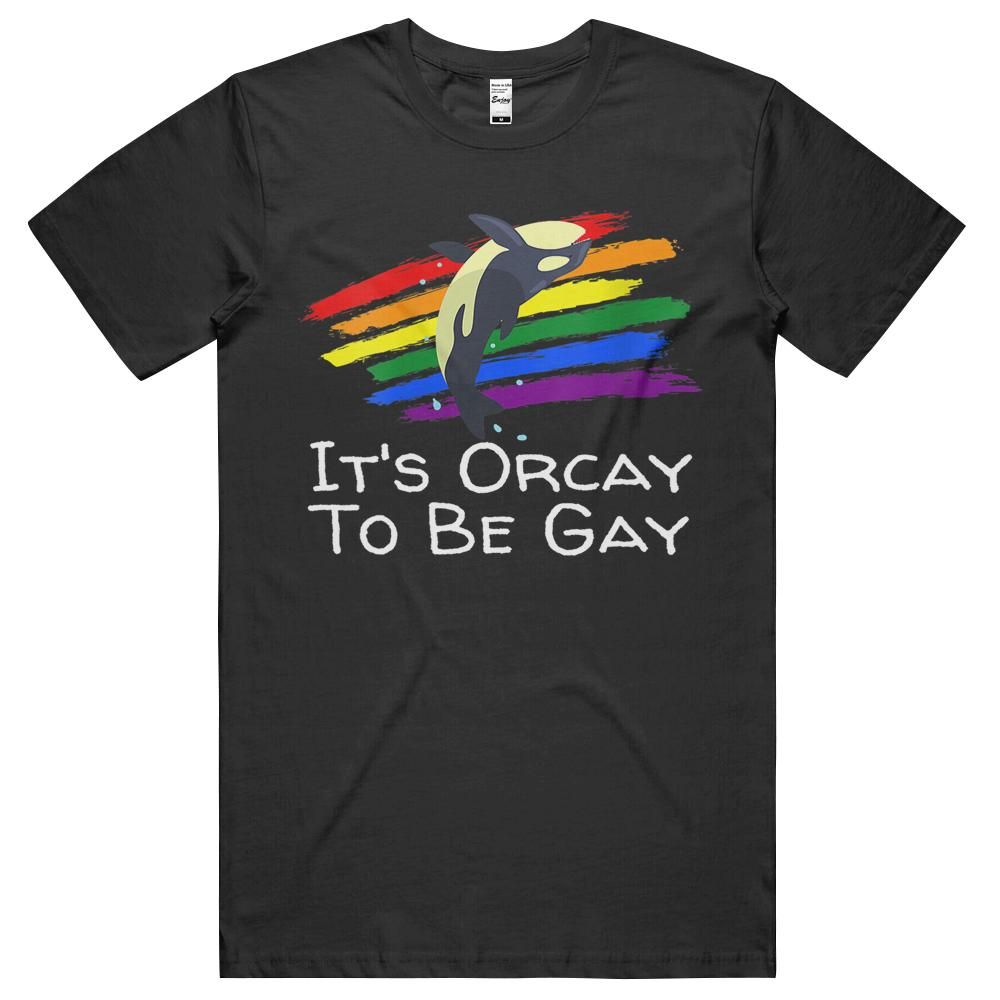 Womens Funny Animal Pun Lgbt Pride Orca Whale It’s Orcay To Be Gay V-Neck T-Shirt, Hoodie, Long Sleeve Tee