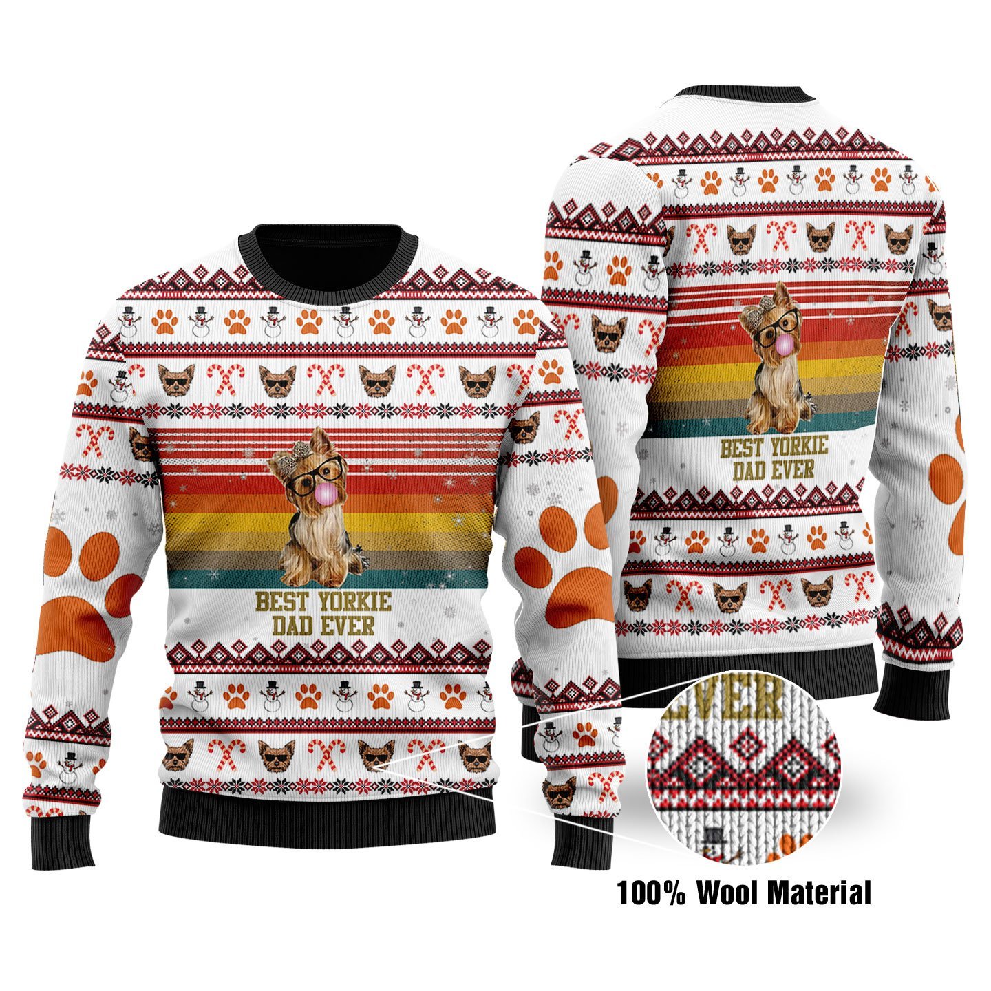 Best Yorkie Dad Ever Christmas Ugly Sweater | Unisex | Full Size | Adult | Colorful | US1683