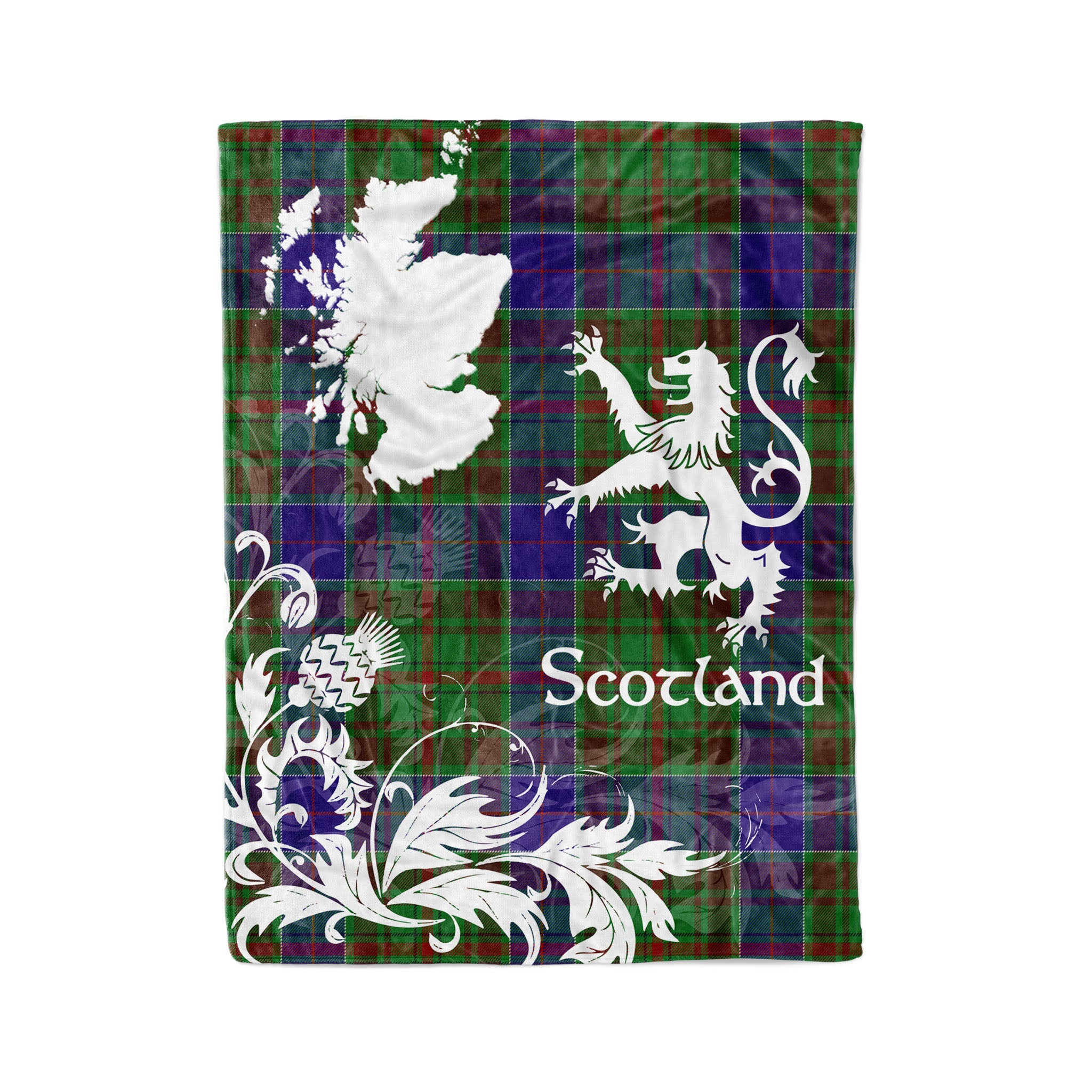 Tartan Plaid Fleece Blanket Tartan Blanket Thistle And Lion Scottish Clan Adam Hunting Plaid Blanket