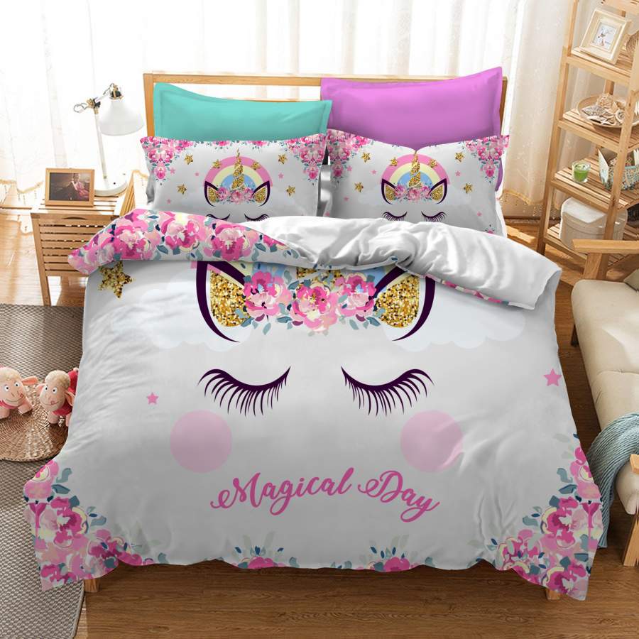 3D Cartoon  The unicorn  Quilt Cover Set Bedding Set Pillowcases