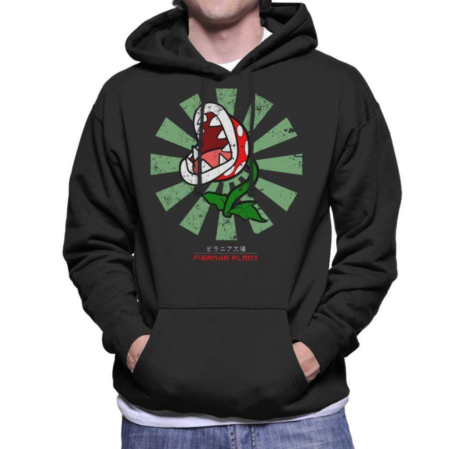 Piranha Plant Retro Japanese Mario Men’s Hooded Sweatshirt