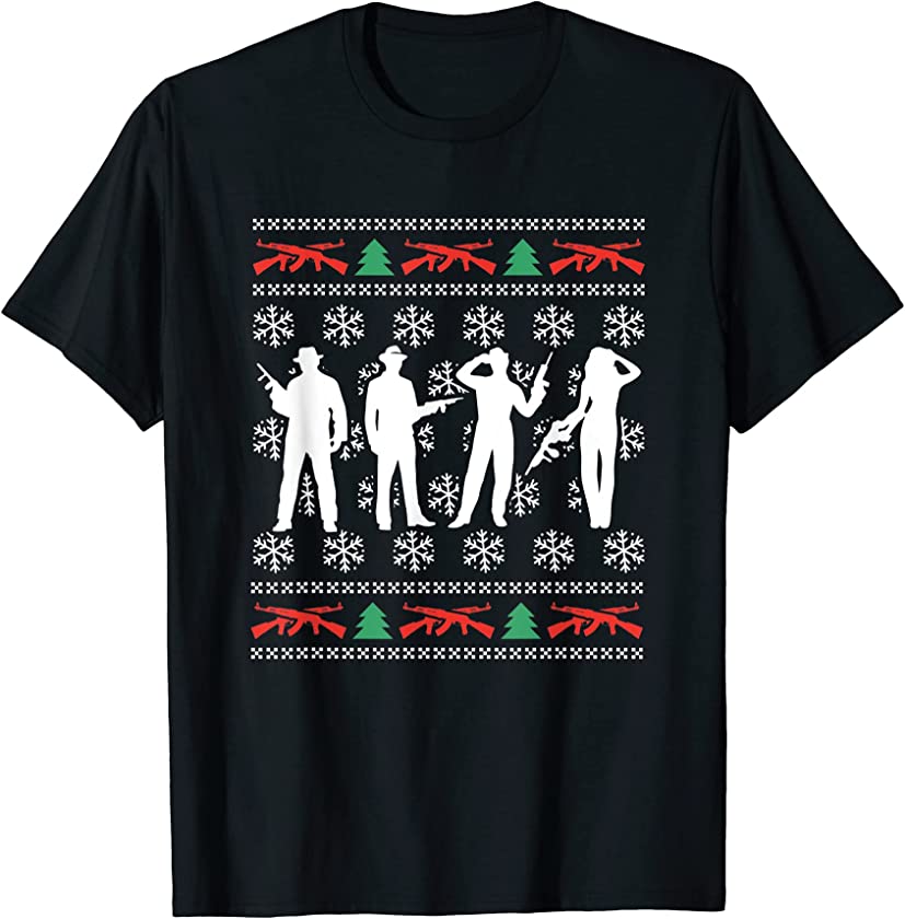 Ugly Christmas Gangster Bandit X-Mas Santa Claus New Year T-Shirt