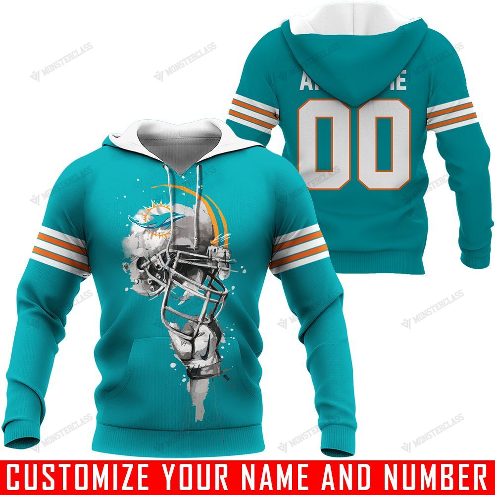 Miami Dolphins – v1 – Helmets – CUSTOMIZE NAME AND NUMBER – HOT SALE 3D PRINTED – NOT IN STORE