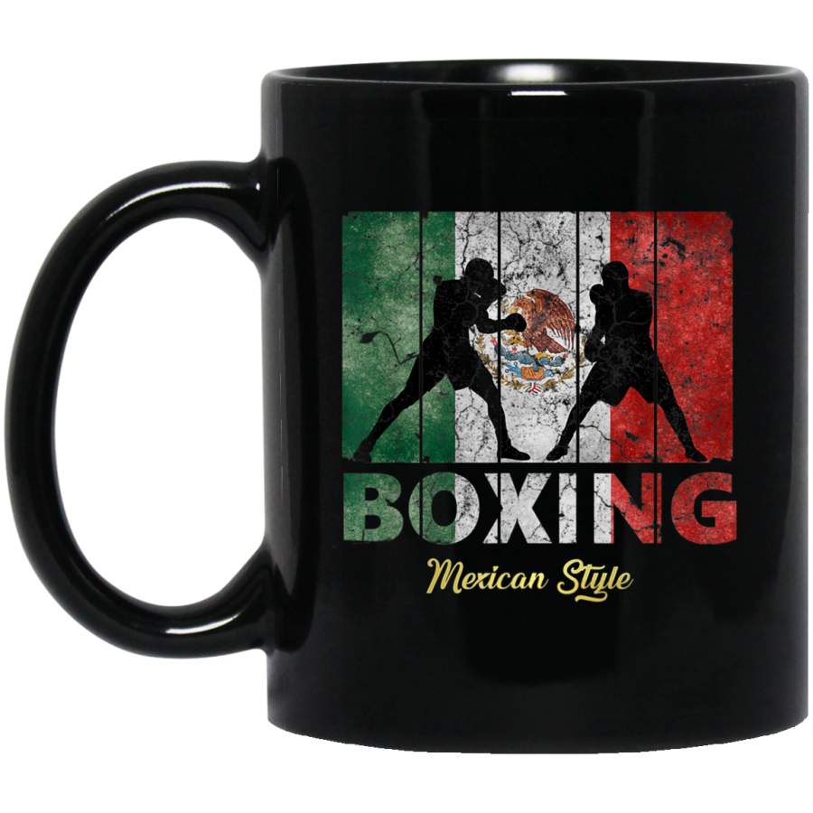 mexican Vintage style boxing Black Mug