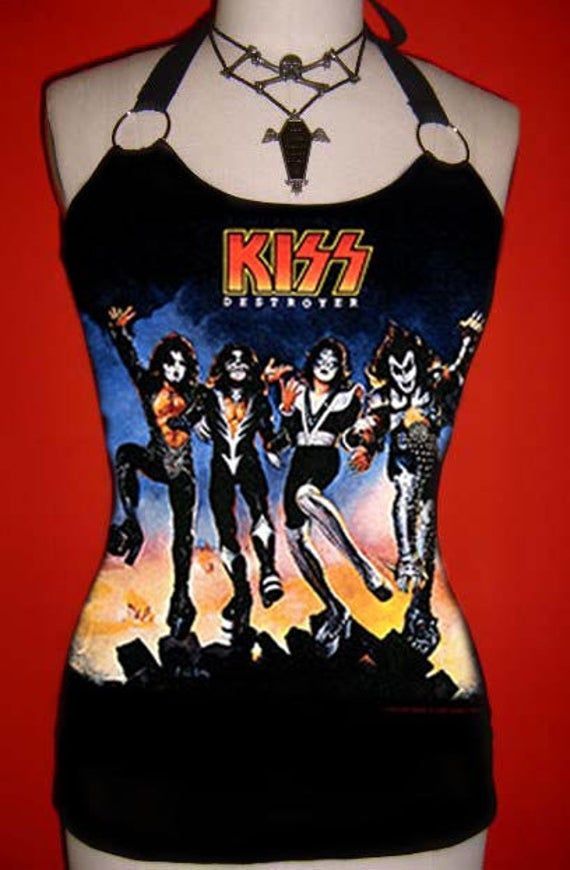 Kiss Band Diy Halter Top Hard Rock Destroyer Shirt S Shirt