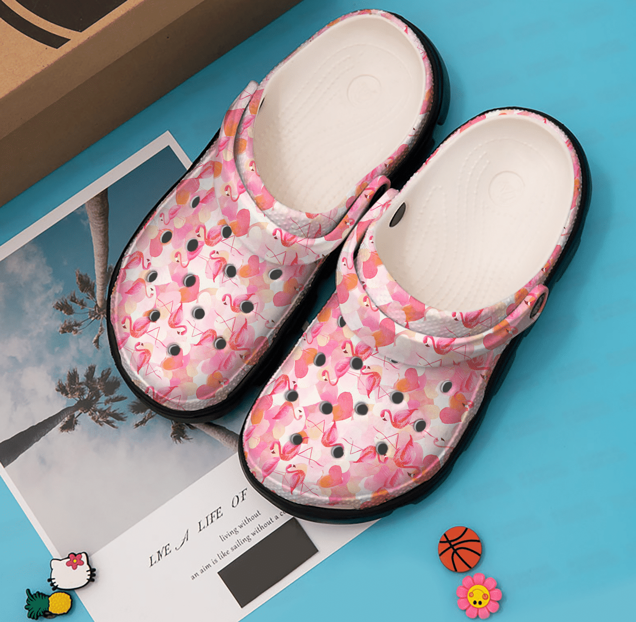 Flamingo Personalized Clog, Custom Name, Text, Color, Number Fashion Style For Women, Men, Kid, Print 3D Flaming Hearts