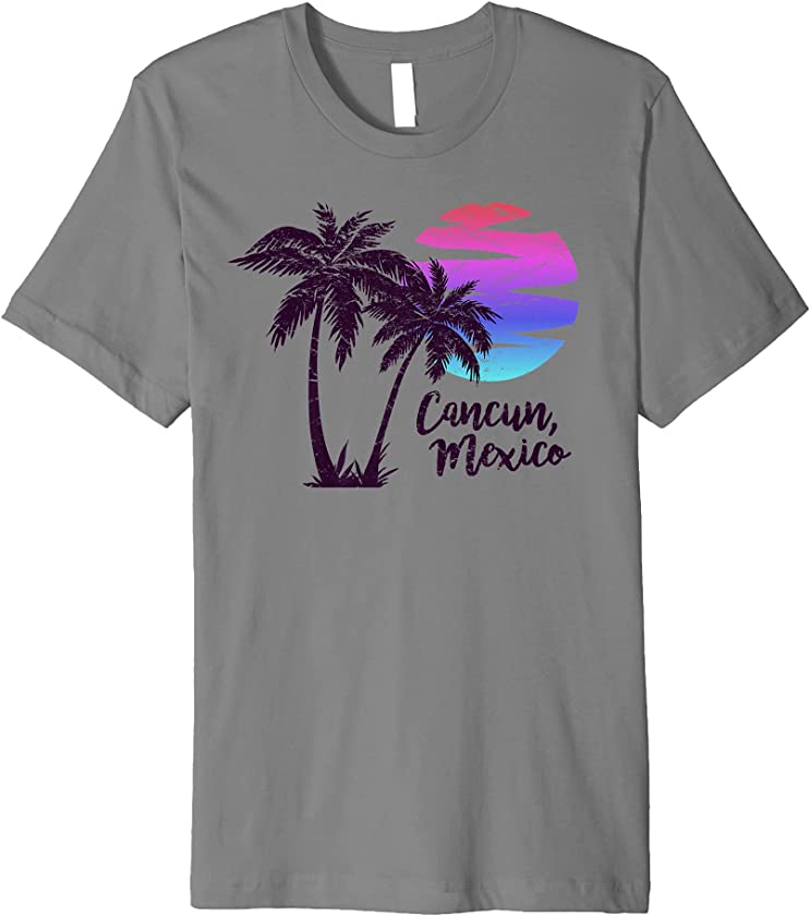 CANCUN MX Beach Lover Gift Paradise Vacation Vintage Sunset Premium T-Shirt