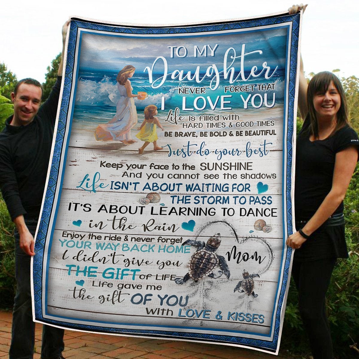 To My Daughter Blanket Walking On The Beach The Gift Of You Gift From Mom Fleece Blanket