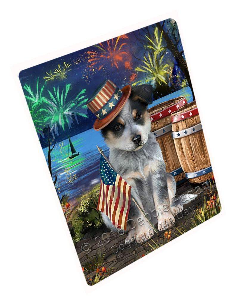 4Th Of July Independence Day Fireworks Blue Heeler Dog At The Lake Blanket Blnkt76026