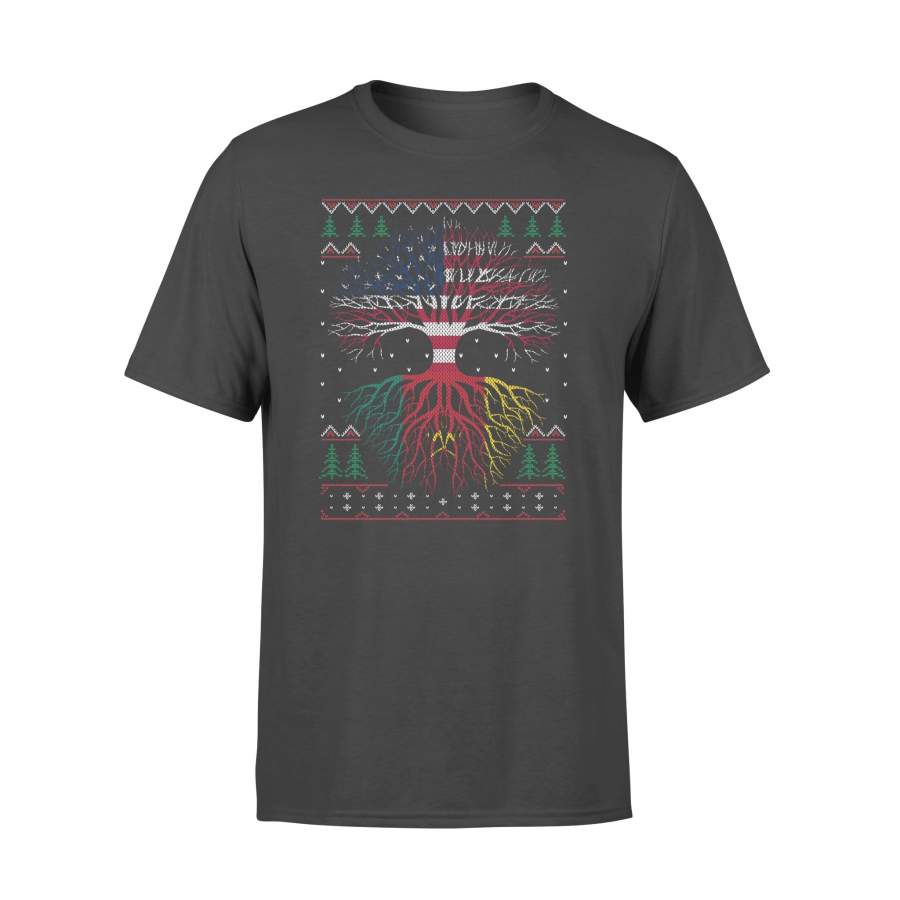 Cameroonian Roots American US Grown Flag Ugly Christmas – Standard T-shirt