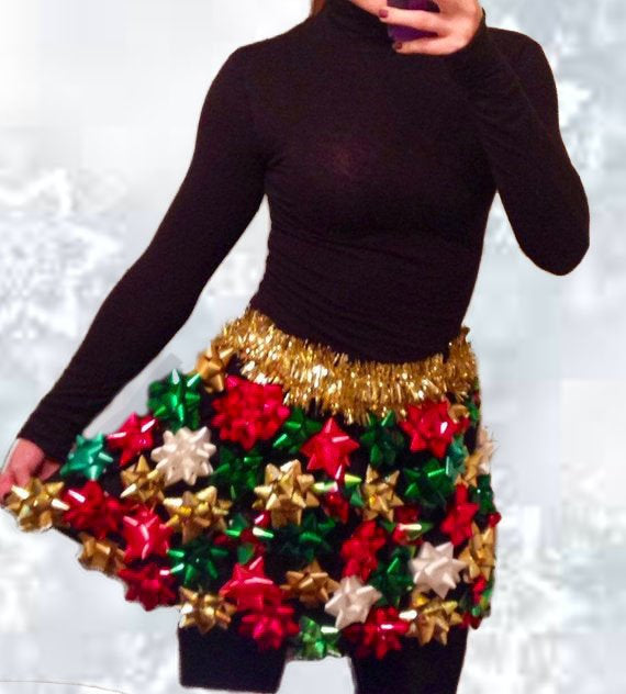 Ugly Christmas Sweater, Christmas Bow Skirt, Ugly Christmas Sweater Party, Bow Skirt, Free Shipping