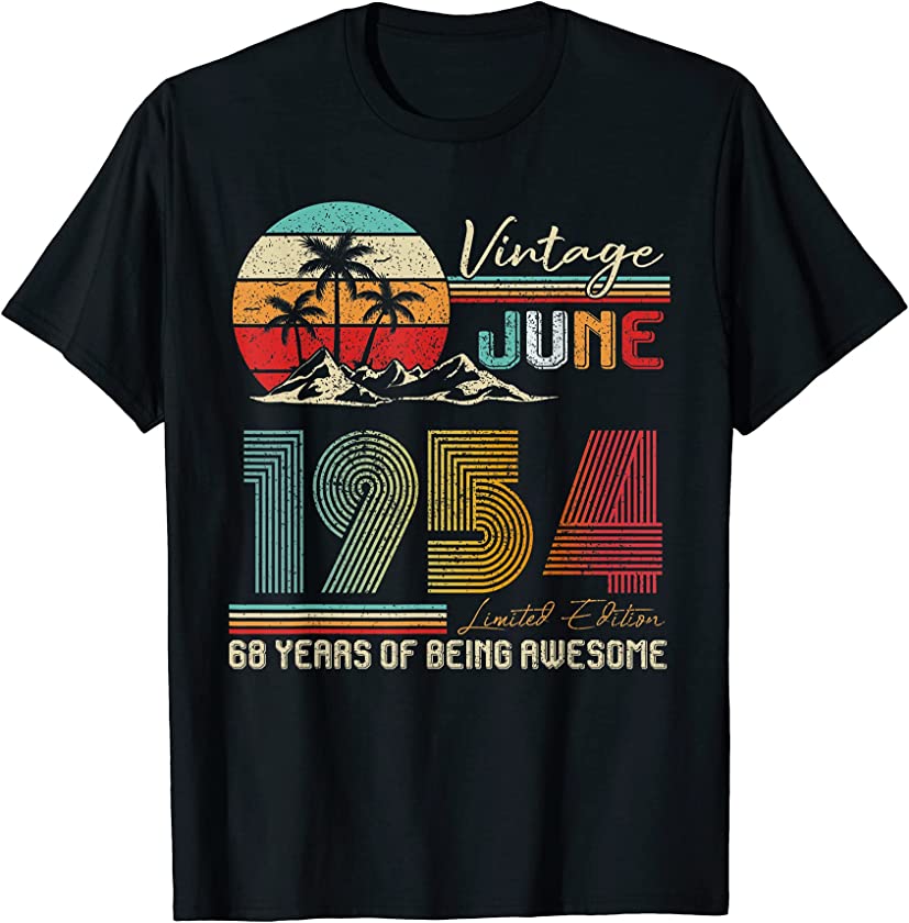 Vintage June 1954 Tshirt Birthday 67 Years Of Being Awesome T-Shirt