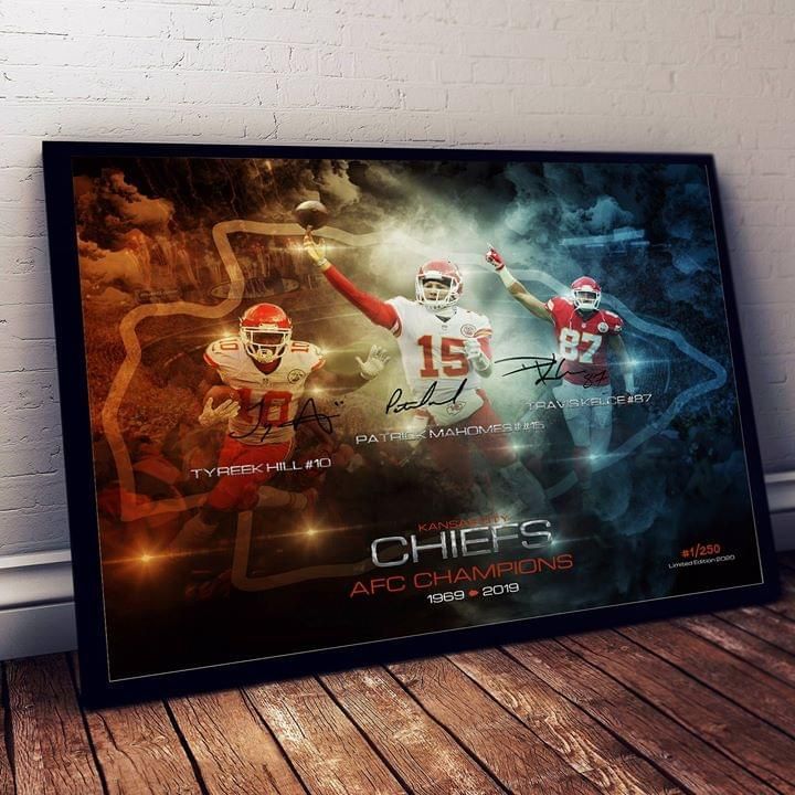 Kansas City Chiefs Star Players Signature Afc Champions 1969 2019 For Fan poster canvas poster canvas poster canvas