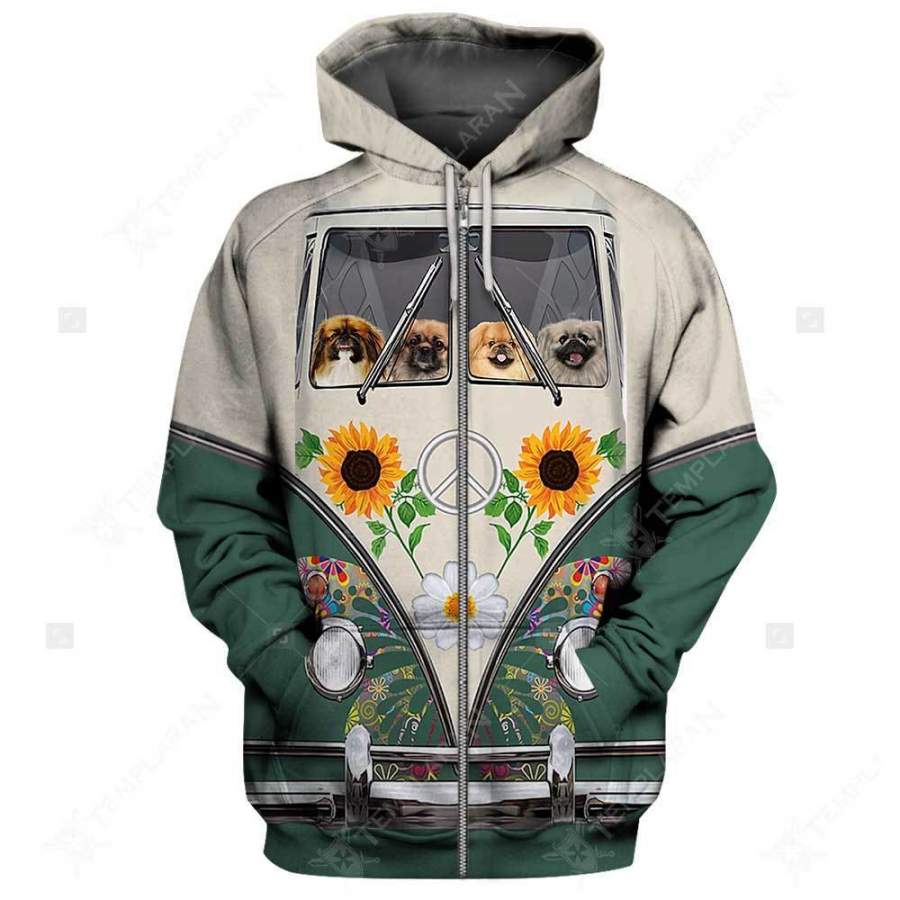 PEKINGESE Paw Prints 3D Zip Hoodie and T-shirt Full Printing