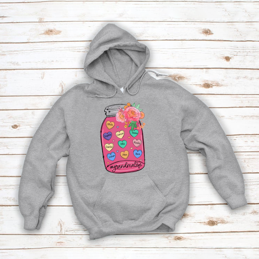 Grandma And Grandkid’S Hearts Flower Hoodie